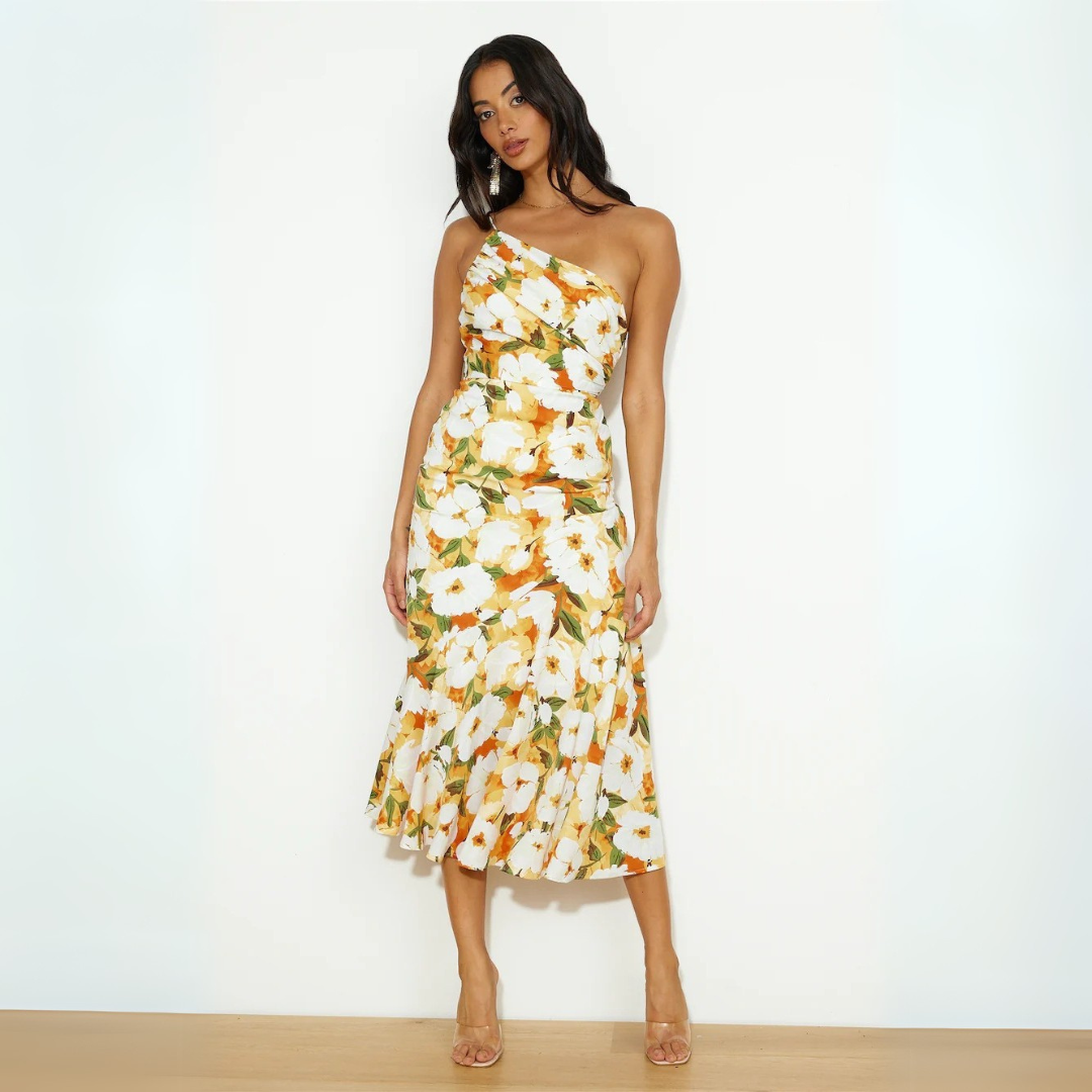 Viviana - Elegante vestido con hombros caĆdos