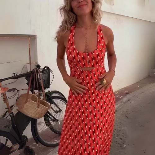 Silvina - Vestido suelto estilo boho con estampado