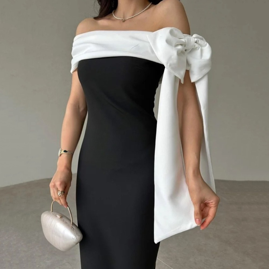Victoria - Vestido sin tirantes con lazo