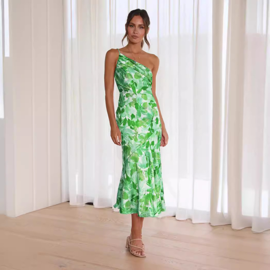 Viviana - Elegante vestido con hombros caĆdos