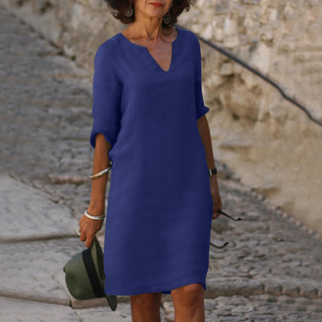 Alejandra - Vestido de algodón con escote en pico