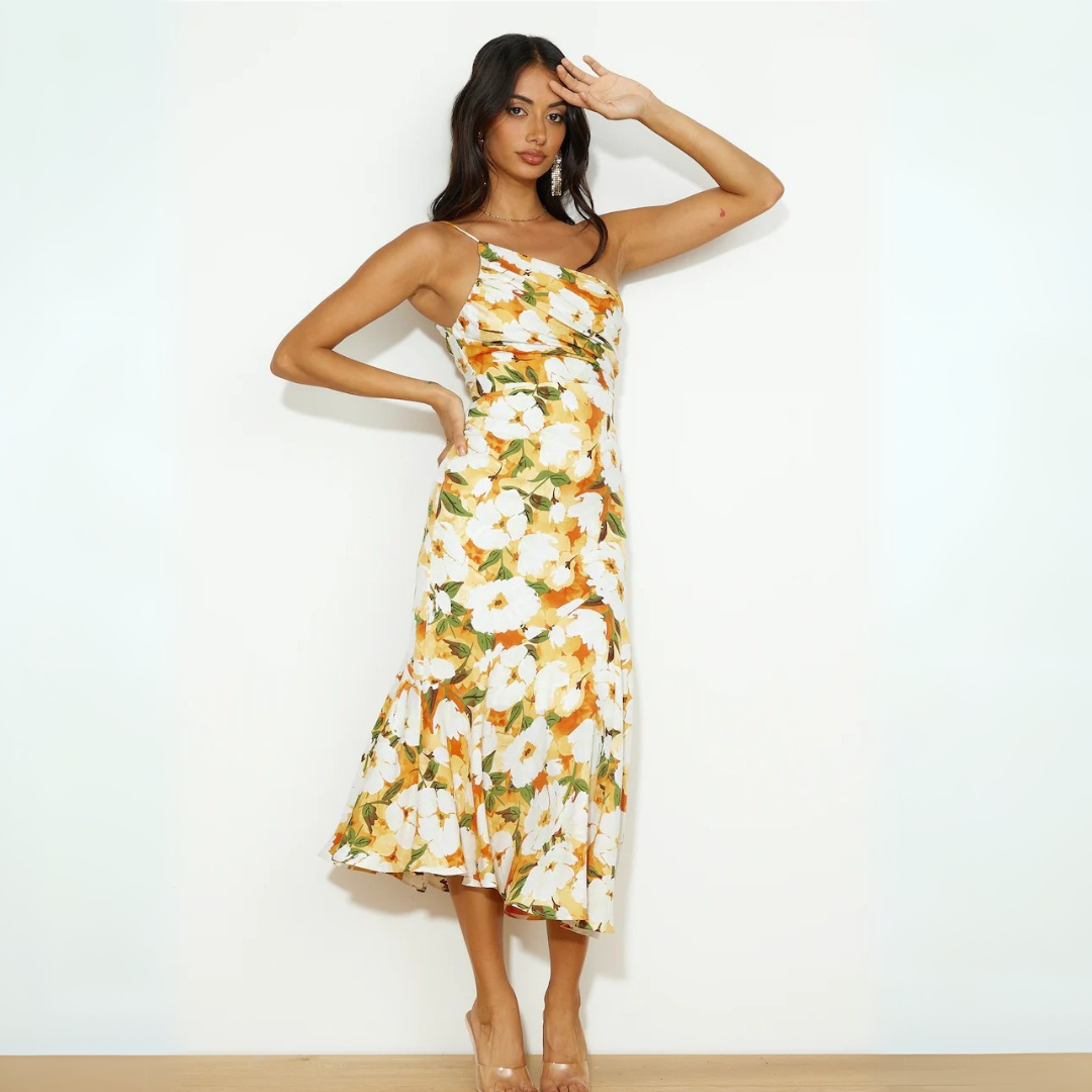 Viviana - Elegante vestido con hombros caídos