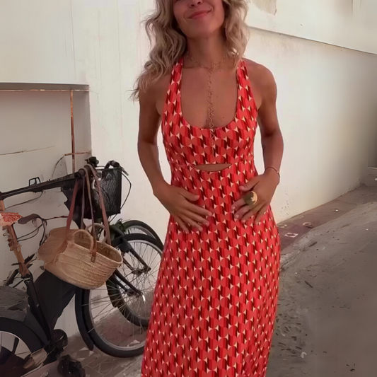 Silvina  - Vestido suelto estilo boho con estampado