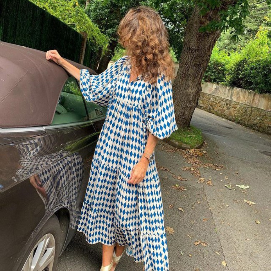 Ana - Vestido largo estilo boho con mangas buff