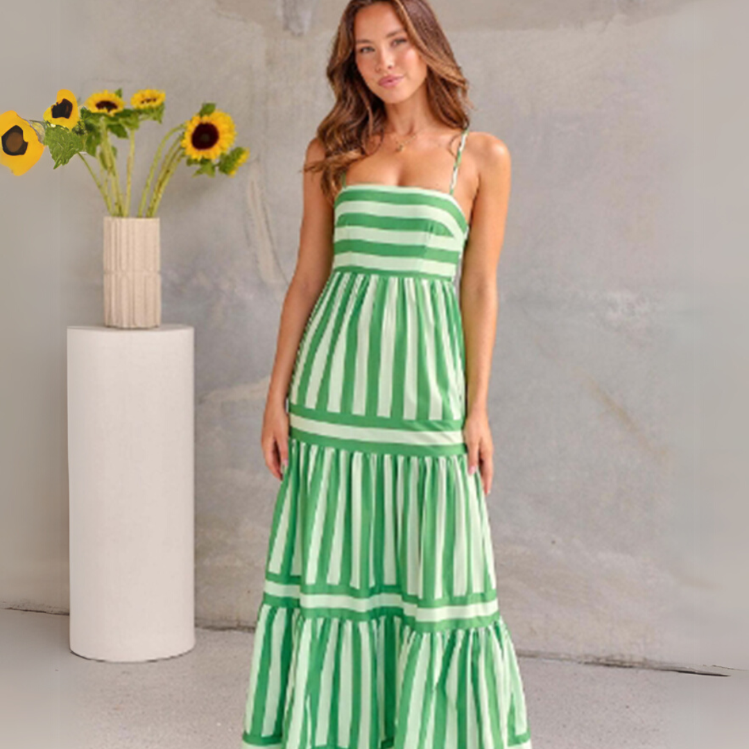 Maria - Vestido largo estampado con tirantes