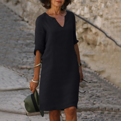 Alejandra - Vestido de algodón con escote en pico