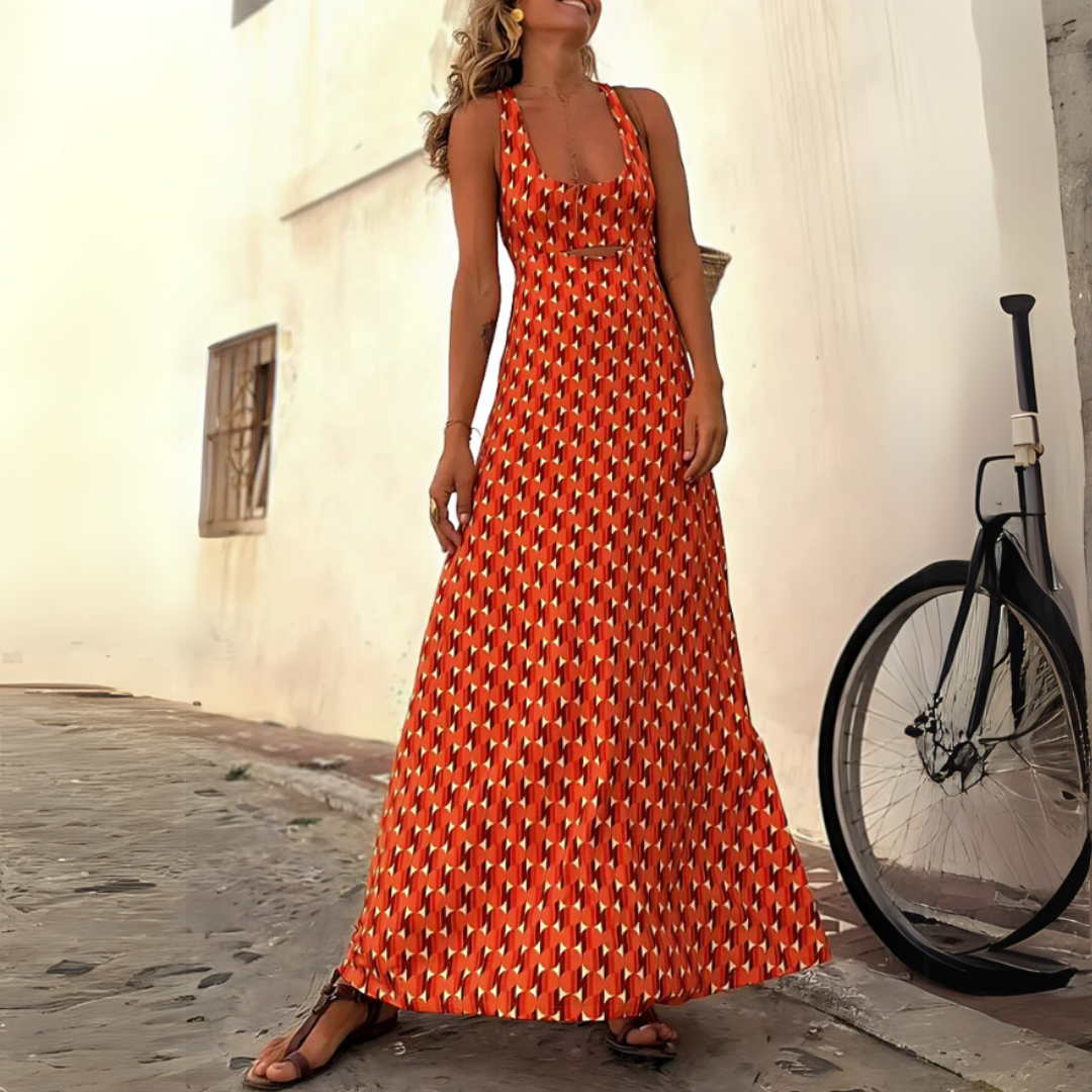 Silvina  - Vestido suelto estilo boho con estampado