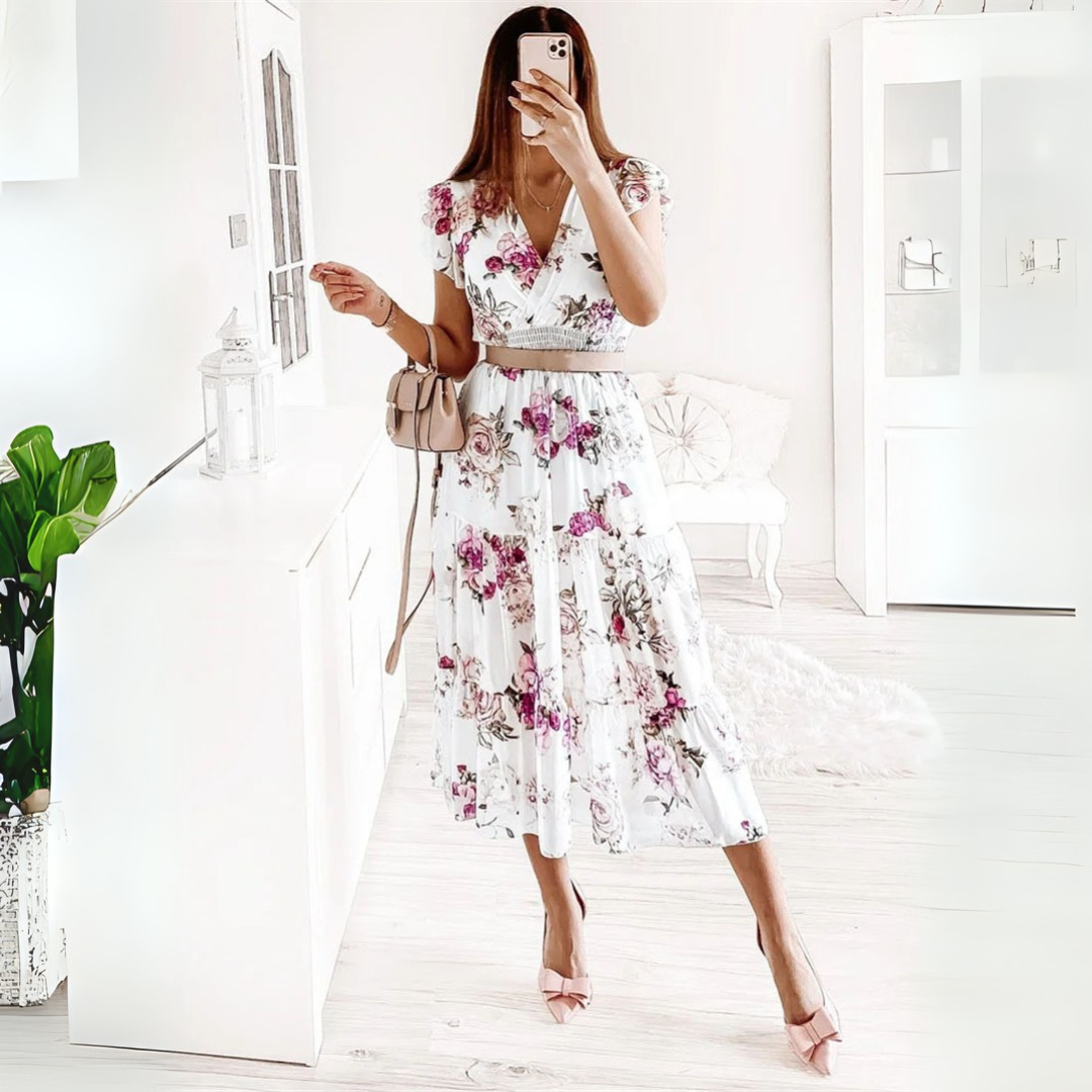 Aitana - Vestido de manga corta de gasa