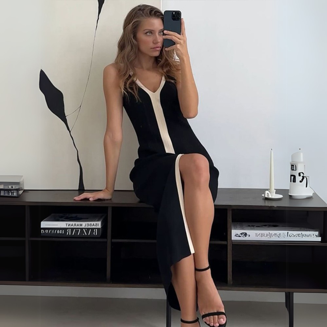 Claudia - Vestido largo con abertura delantera