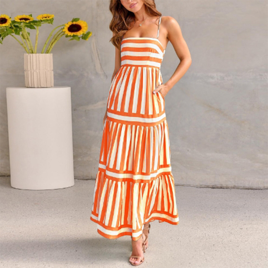 Maria - Vestido largo estampado con tirantes